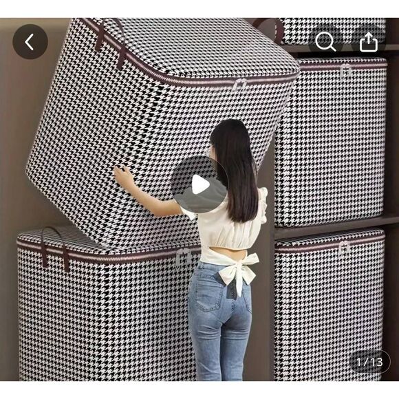 Foldable storage box with zipper - Picture 2 of 3